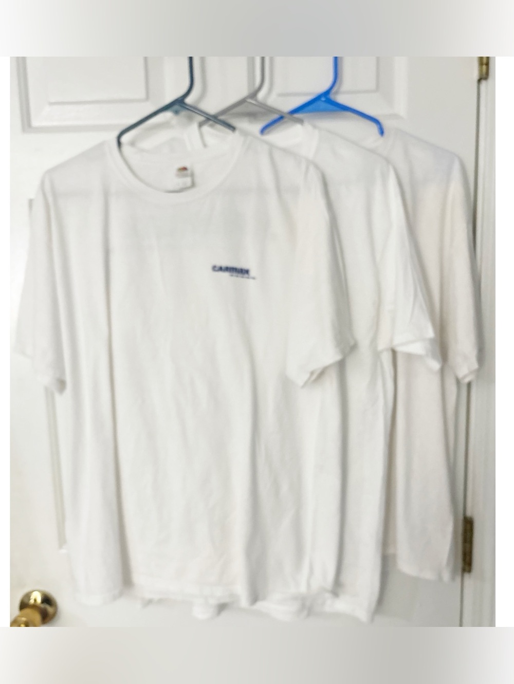 3 Men's White Carmax T-Shirts, Size Large